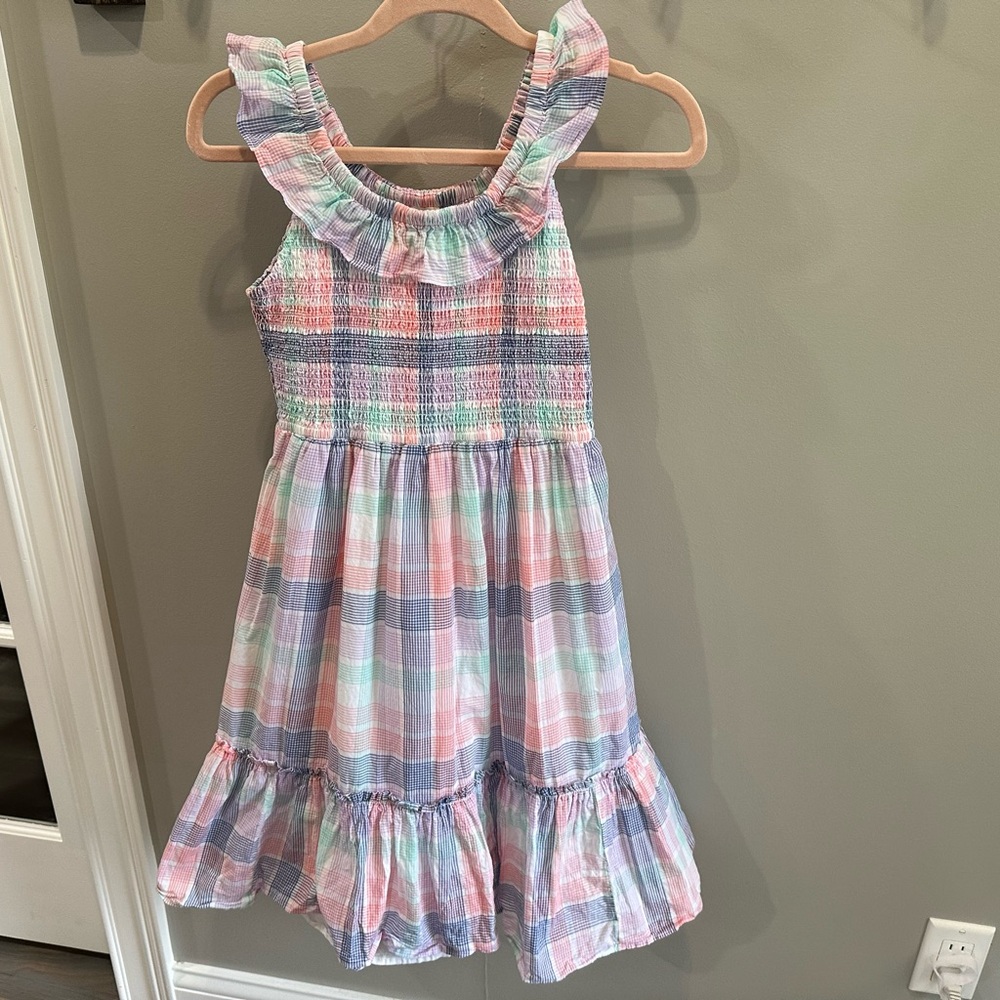 Crewcuts Girls Pastel Plaid Ruffle Sundress - Pink, Mint & Lavender